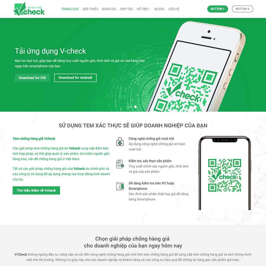 Mẫu website giới thiệu V-check