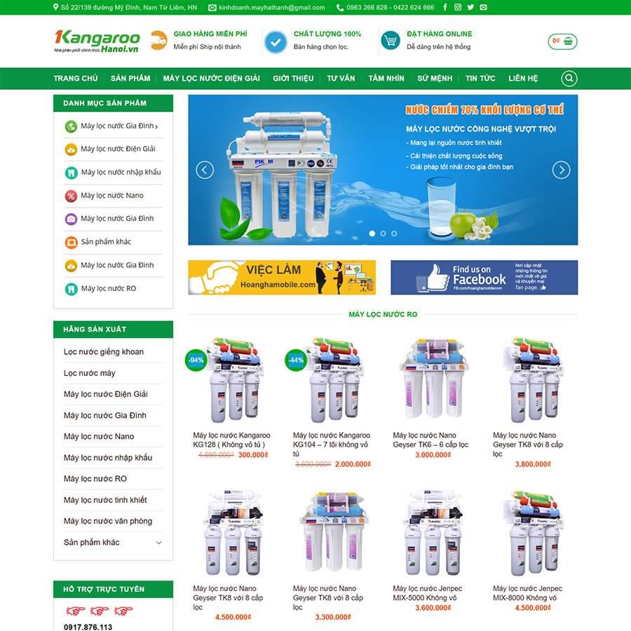 Mẫu website thiết bị lọc nước