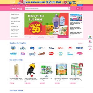 Mẫu giao diện website siêu thị Mẹ & Bé