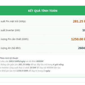 Alternative view of Plugin tính công suất NLMT